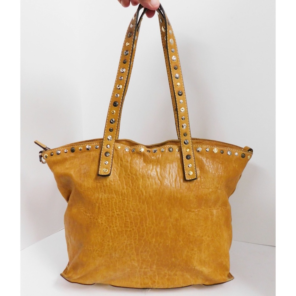 Maxon Collection‎ Italy Tan Leather Studded Tote Bag